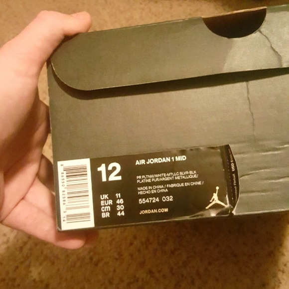 Air Jordan Retro 1 Mid Metallic/white/black/Platinum 554724 032 size 12 - Picture 8 of 10